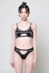 MAE Black Half Moon Cut-Out Bra - Satin Top